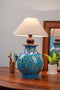Blue pottery Matka Table Lamp (Without Shade)